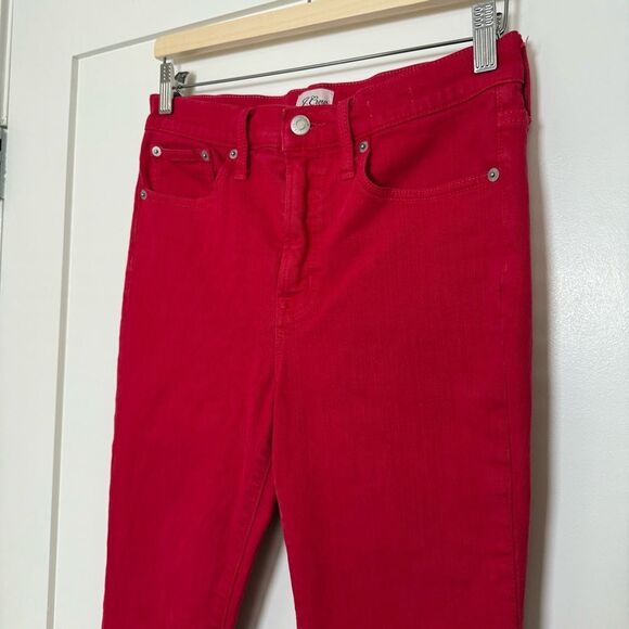 J Crew 10" High Rise Toothpick Skinny Jeans Womens Sz 28 Red Festival Edgy - Picture 2 of 13